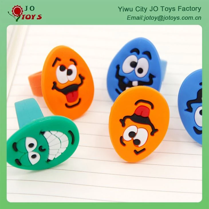 Funny And Wacky PVC Emoji Finger Ring Toy For Capsule Toy