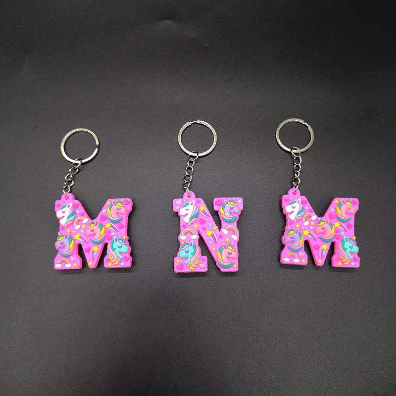 3D unicorn letter keychain