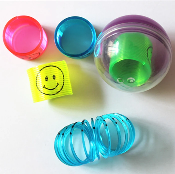 Colorful Transparent Plastic Spring Smiley Slinky Capsule Toy