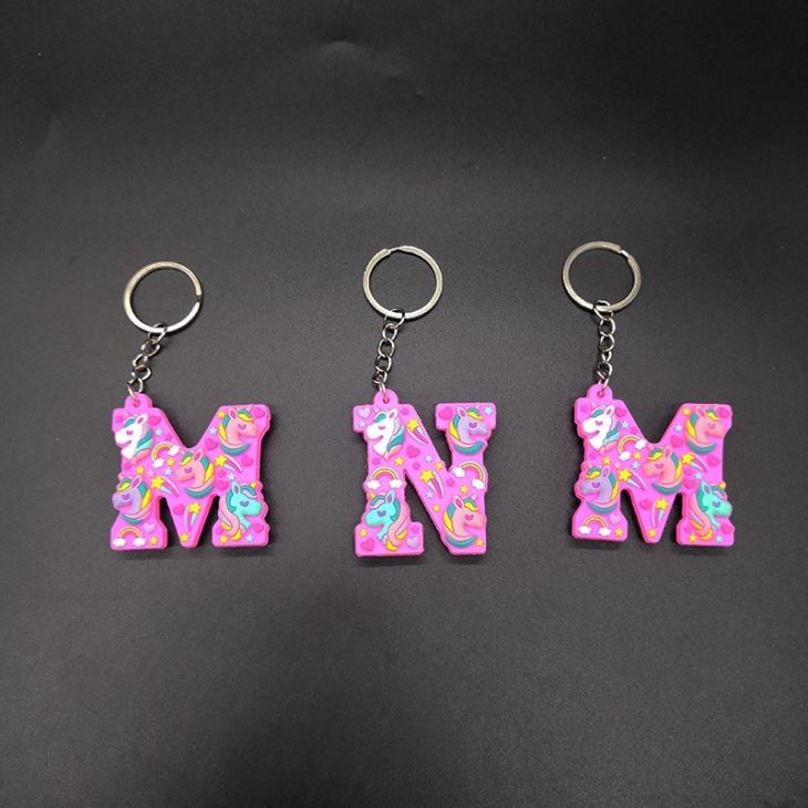 3D Unicorn Keychain Letter Keyring