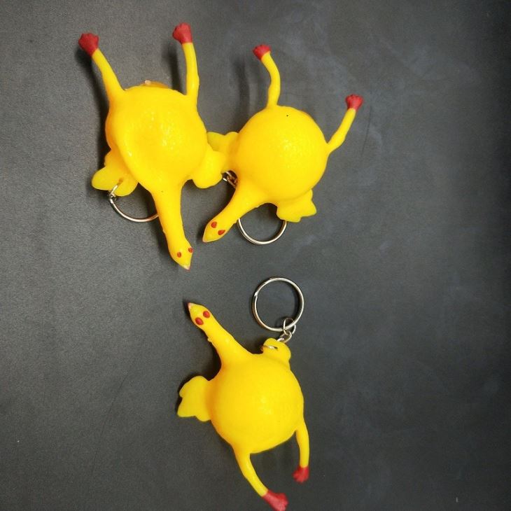 Chicken Toy Squeeze Laying Egg Keychain