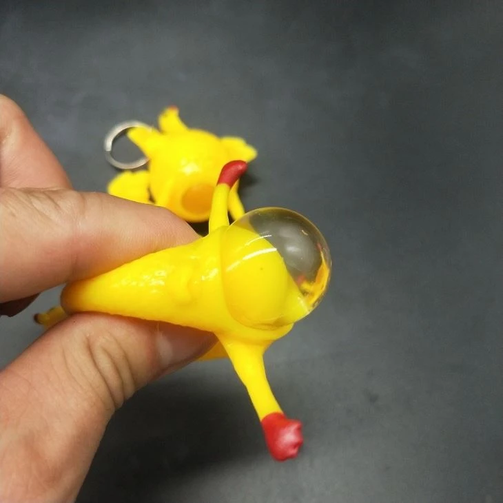 Chicken Toy Squeeze Laying Egg Keychain