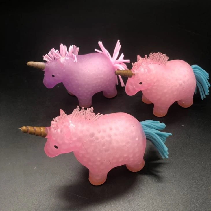 LED Squeeze Unicorn Toys With Beads