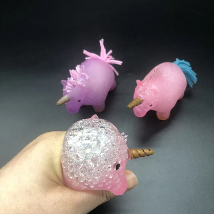 LED Squeeze Unicorn Toys With Beads
