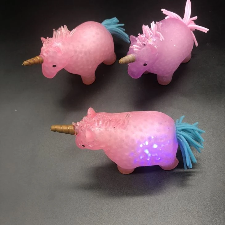 LED Squeeze Unicorn Toys With Beads