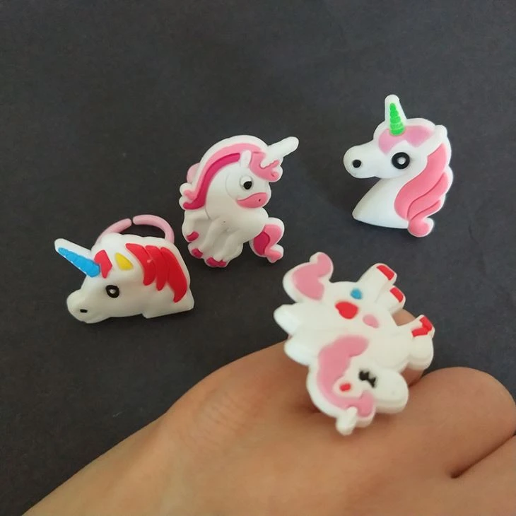 Mini PVC Unicorn Ring Toy