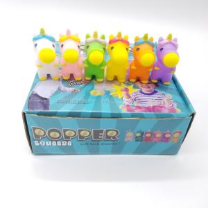 Rubber Air Power Squeeze Foam Ball Soft Unicorn Popper Toy