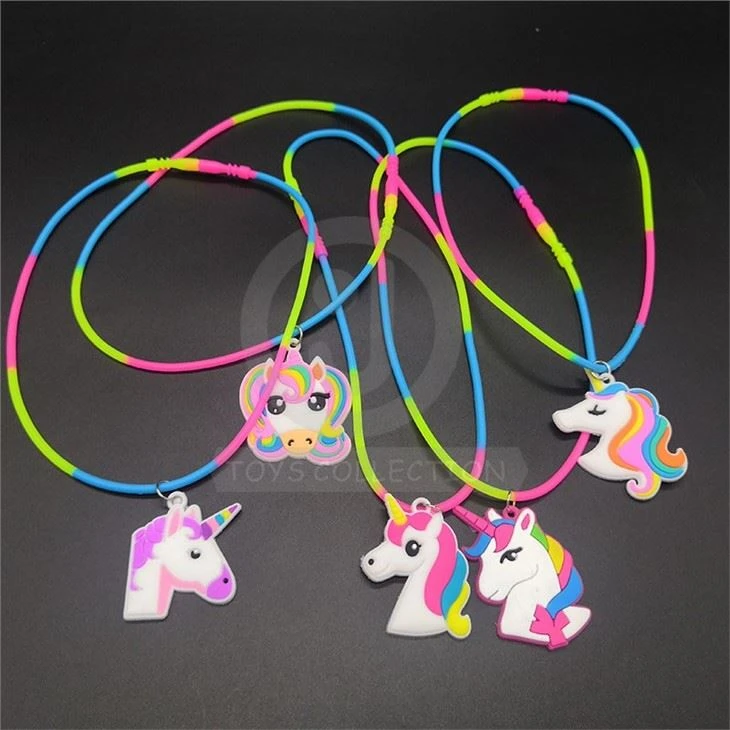 PVC Unicorn Cute Colorful Necklace Girls Toy