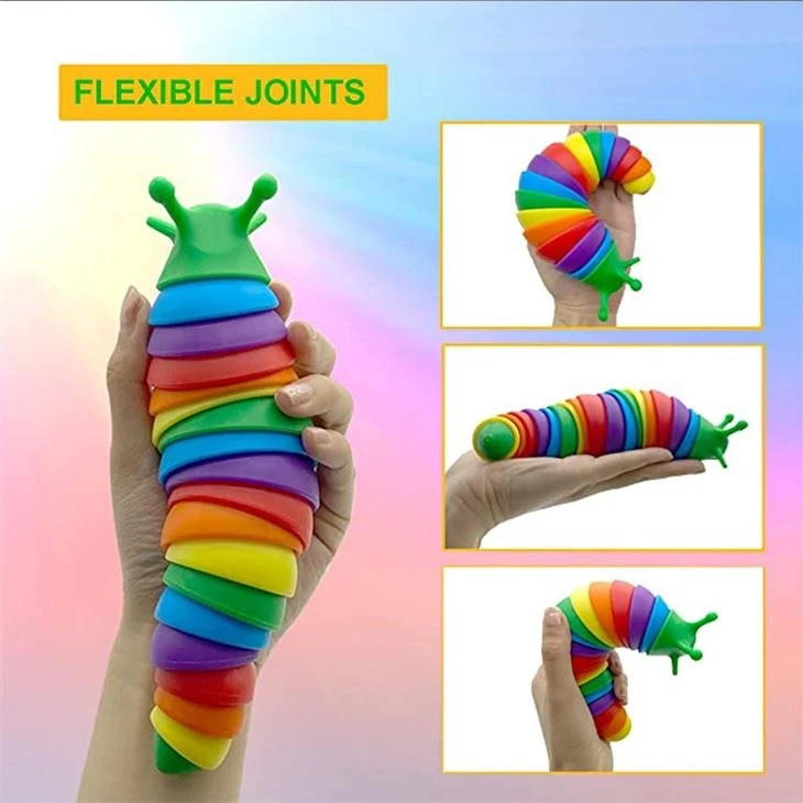 New Arrival Mini Slug Fidget Toys 3D Rainbow Stress Relieve Toy Decompression Slugs For Kids