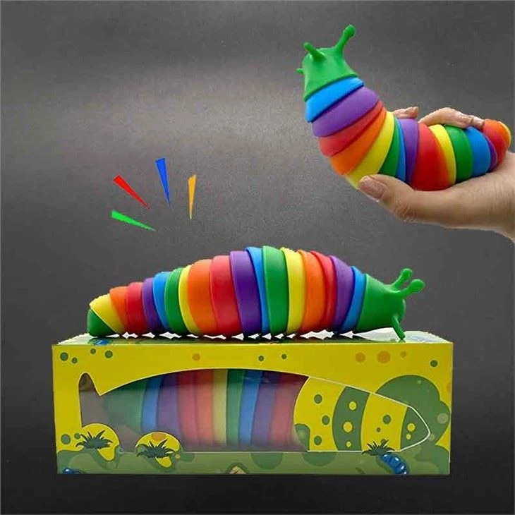 New Arrival Mini Slug Fidget Toys 3D Rainbow Stress Relieve Toy Decompression Slugs For Kids