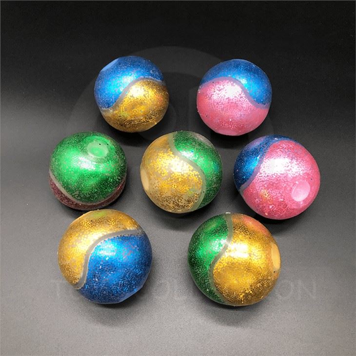 Squeeze Double Colors Beads Balls With Glitter