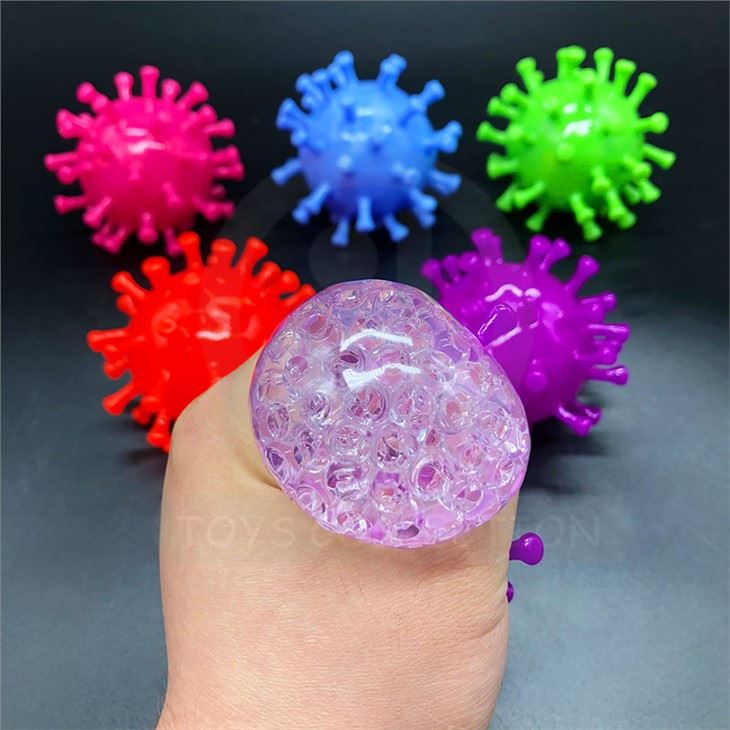 Wholesale Hot Selling Beads Decompression Stress Relieve Squeeze Ball Toy Vent Virus Squishy Balls For Kids