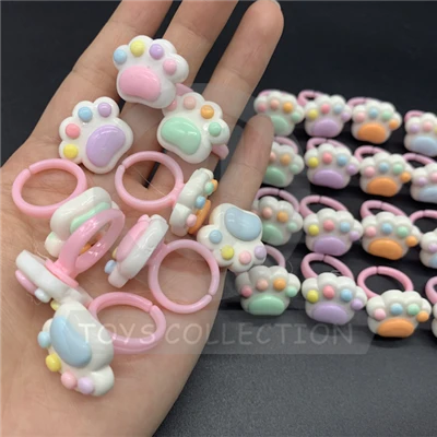 Plastic Cute Cat Dog Claw Crystal Ring Accessories Toys